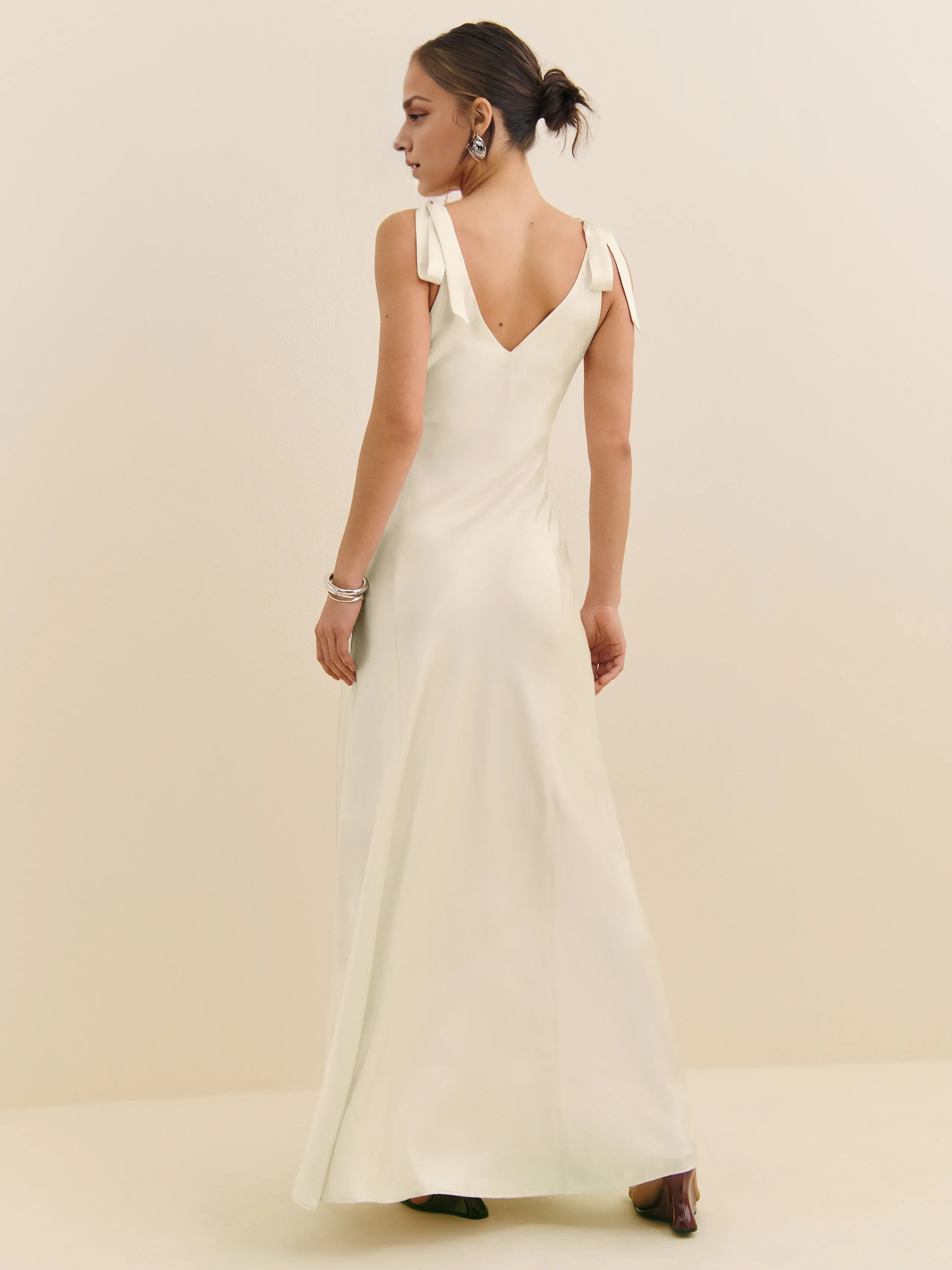 Vestido Weitese sencillo con escote en V profundo y sin mangas, vestido de fiesta de sirena, vestido largo con espalda en V, vestido de noche